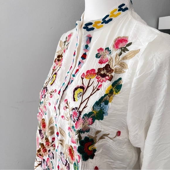 Dor Dor Couture Boho Bamboo White Embroidered Tunic small - Picture 4 of 11